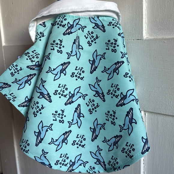 Life Is Good Puppy Dog Button Down Shirt Collar Short Sleeve Shark Top Sz XS New - Picture 5 of 11